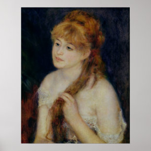 Póster Pierre uma jovem mulher de Renoir   que trança se