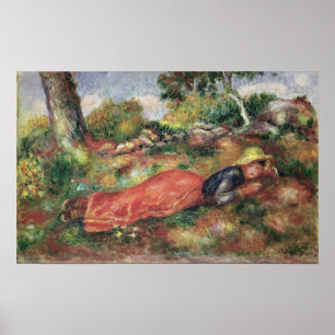 Poster Pierre uma rapariga de Renoir   que dorme na grama