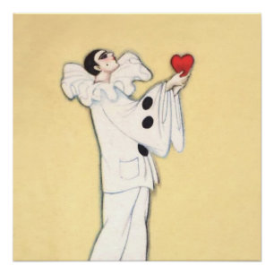 Póster Pierrot Com Coração Vermelho por Sophia Chiostri