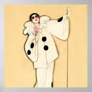 Poster Pierrot Com Rosa Rosa por Sophia Chiostri