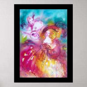 Póster PIERROT E ARLECCHINA Venetian Carnaval,