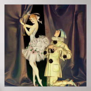 Poster “Pierrot e Columbine” por FX Leyendecker
