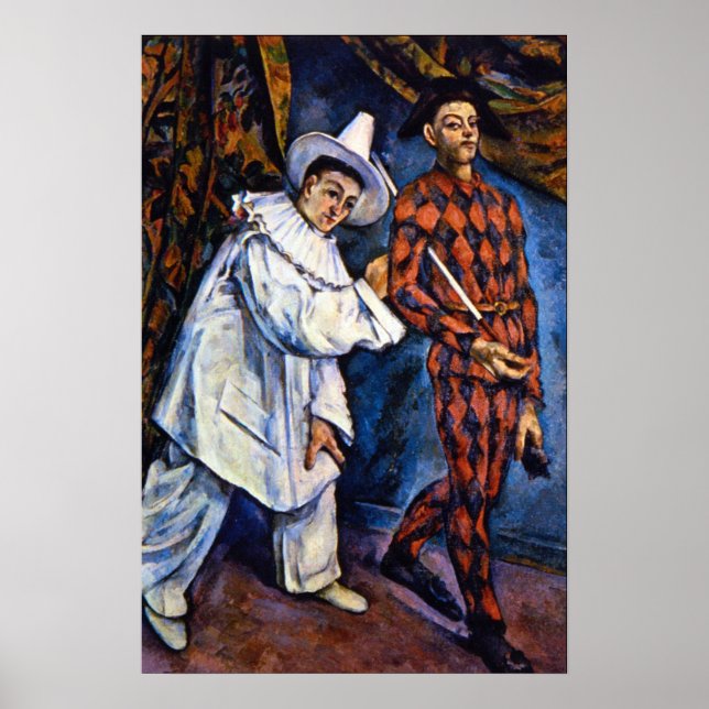 Póster Pierrot e Harlequim, Mardi Gras por Paul Cezanne (Frente)
