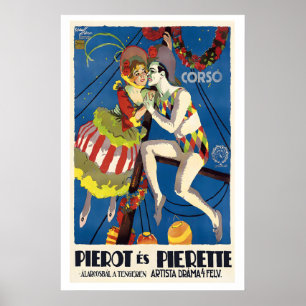 Poster Pierrot e Pierrette Drama Silencioso 1924 Vintage