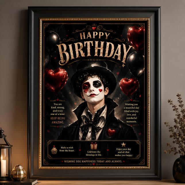 Poster Pierrot Elegante Preto e Branco (Criador carregado)