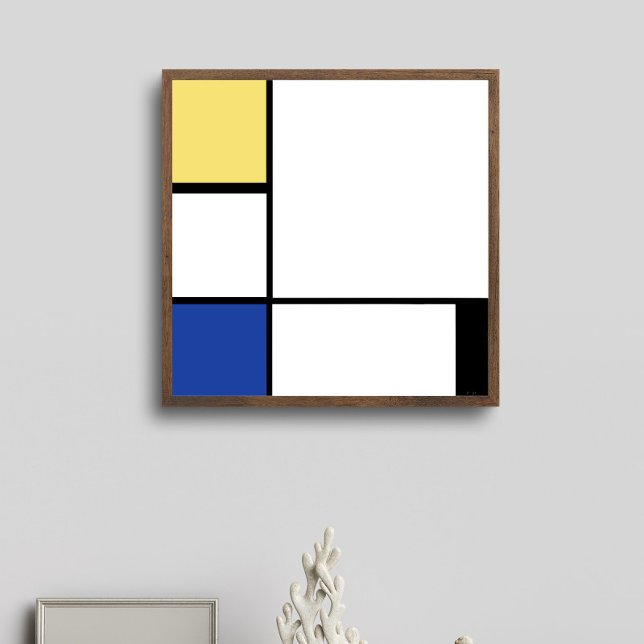 Poster Piet Mondrian - Abstrato Geométrico de Composição (Composition in Yellow, white and black by Piet Mondrian)