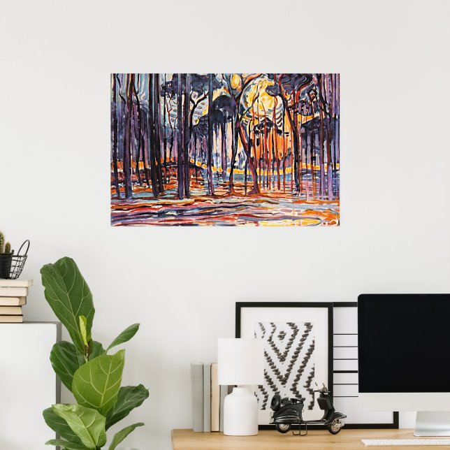 Poster Piet Mondrian, Bosque perto de Oele, (Escritório em casa)