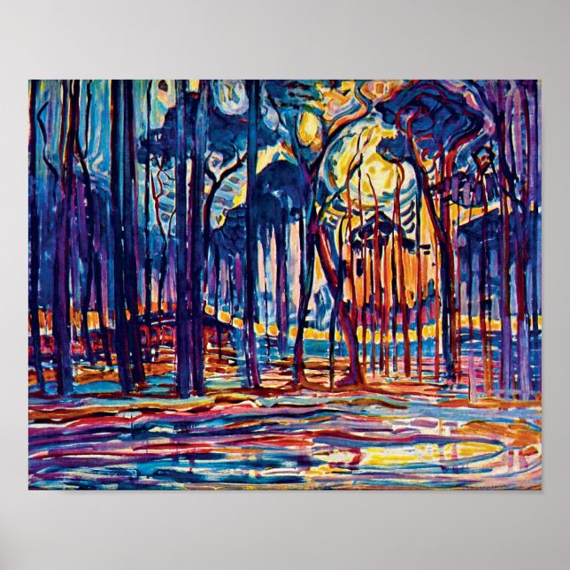 Póster Piet Mondrian - Bosque perto de Oele Pintura de Ar (Frente)