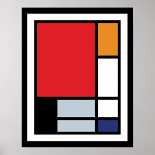 Poster Piet Mondrian - composição com grande plano
