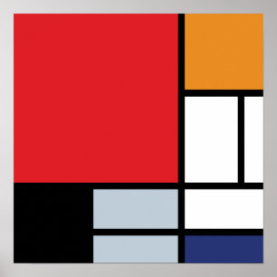 Póster Piet Mondrian - Composição com Grande Plano Vermel