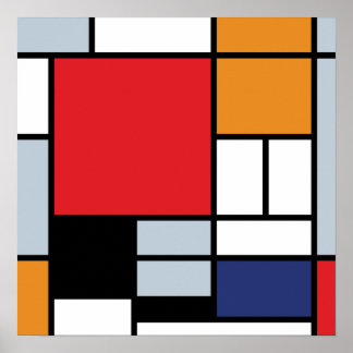 Poster Piet Mondrian - Composição com Plano Vermelho Gran