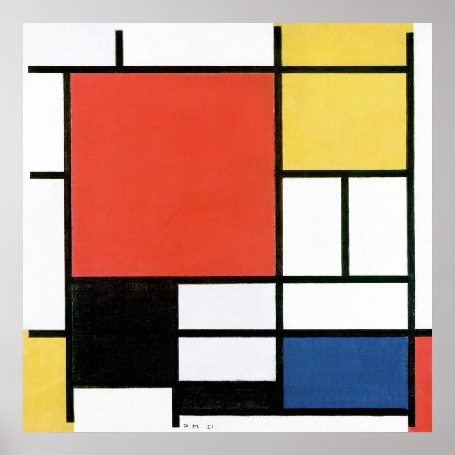 Poster Piet Mondrian Composition Abstrato Art Geometria (Frente)