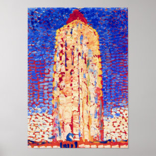 Póster Piet Mondrian - Farol em Westkapelle Arte Fino