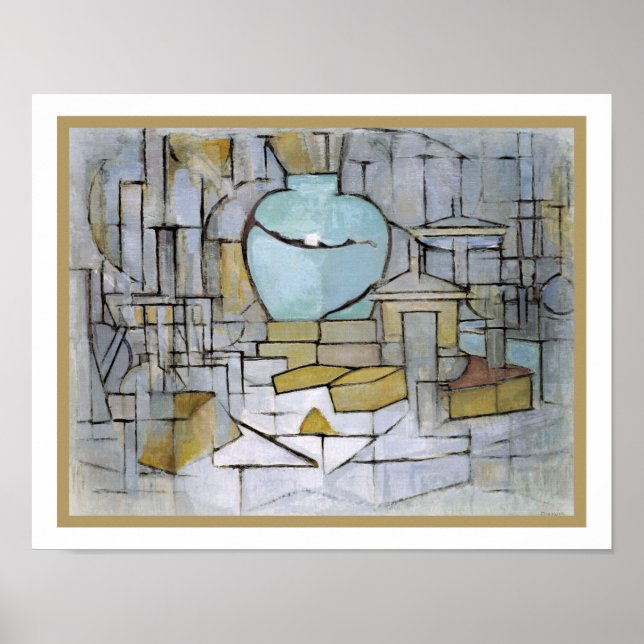 Poster Piet Mondrian - Vida Estática com Pote Ginger II (Frente)