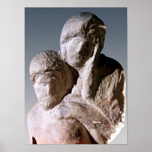 Póster Pieta de Rondanini, detalhe das cabeças do cristo