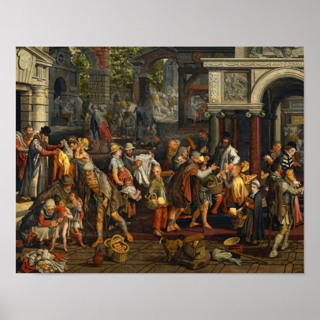 Poster Pieter Aertsen - Deeds Cristãos de Compaixões (Frente)
