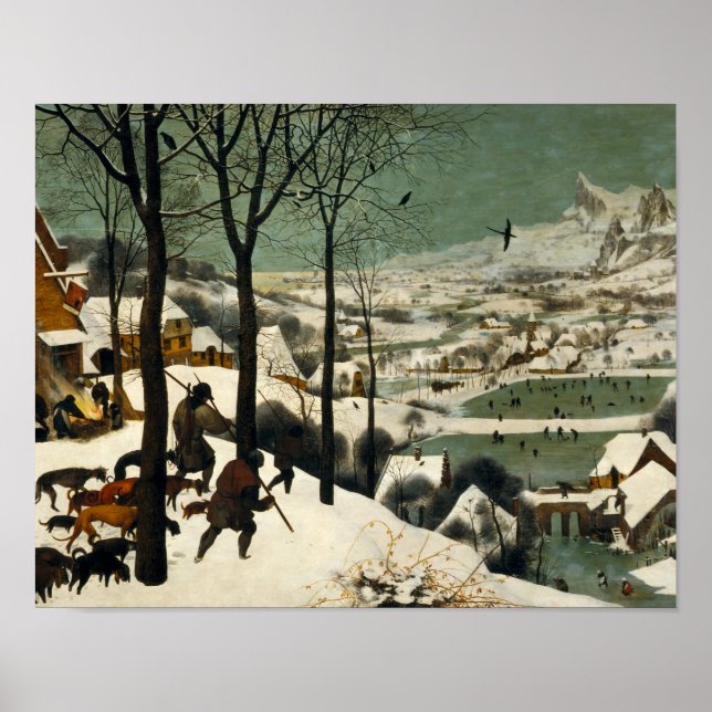 Póster Pieter Bruegel, o Velho - Caçadores na Neve (Frente)
