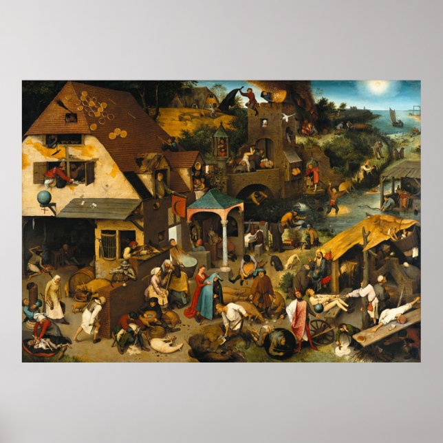 Póster Pieter Bruegel, o Velho - Os Provérbios Holandeses (Frente)