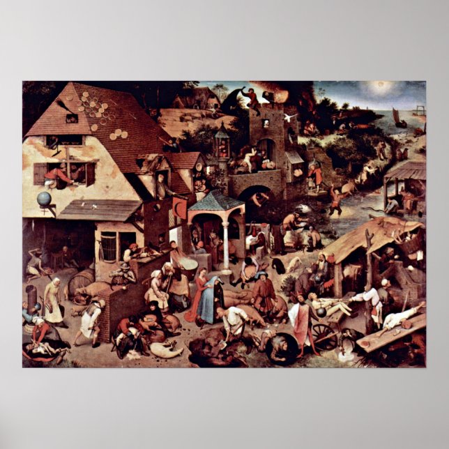 Póster Pieter Bruegel, o Velho - Os Provérbios Holandeses (Frente)