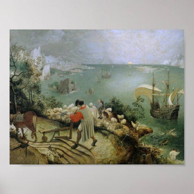 Póster Pieter Bruegel, o Velho - Paisagem Caiu de Icarus (Frente)