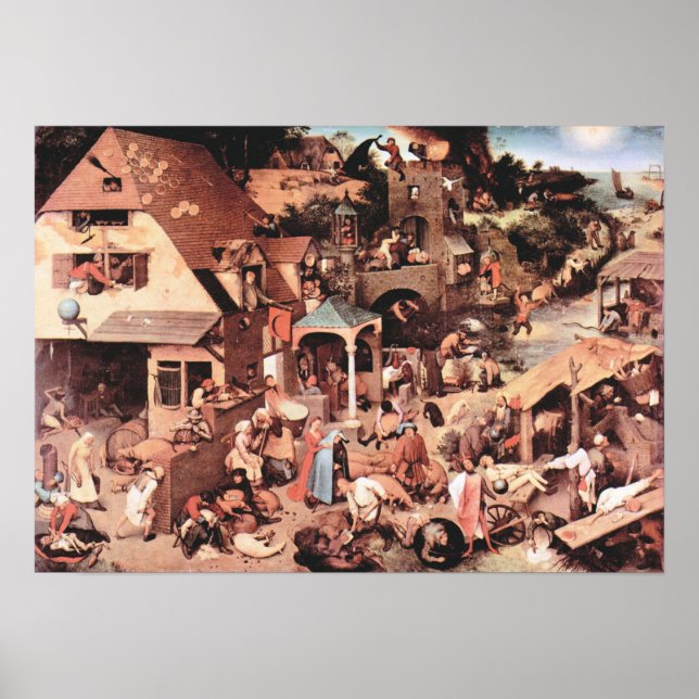 Póster Pieter Bruegel - Os provérbios holandeses (Frente)