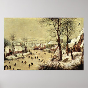 Poster Pieter Bruegel - Paisagem de inverno com patinador