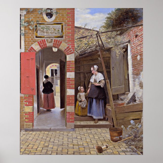 Póster Pieter de Hooch - Courtyard of a House in Delft (Frente)