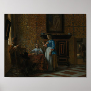 Poster Pieter de Hooch - Tempo de lazer em um Elegante