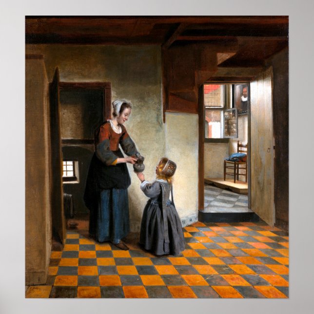 Poster Pieter de Hooch Uma Mulher com Criança em uma Pant (Frente)
