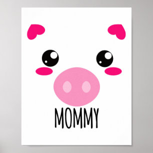 Poster Pig Face Kawaii Halloween Costume Para Mamãe Engra