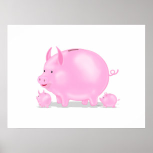 Póster Piggy Bank com Panquetes