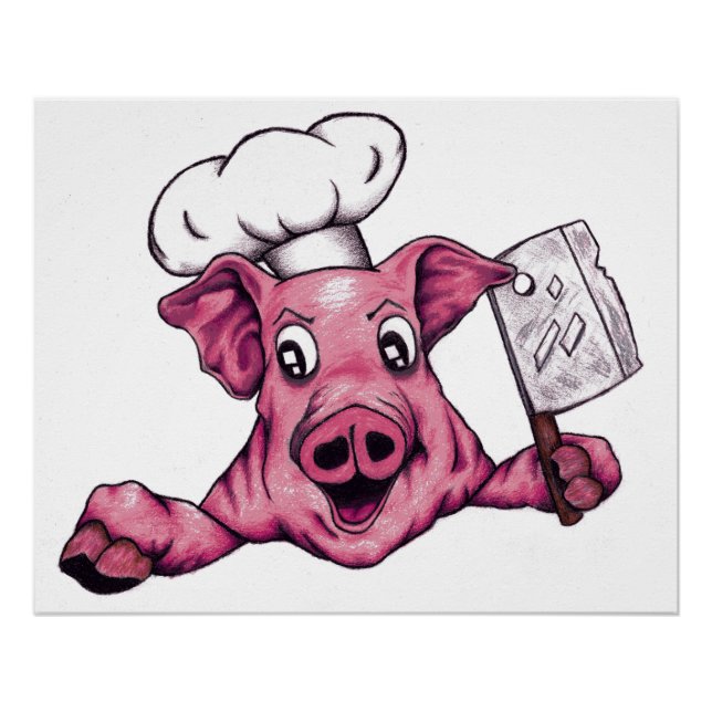Póster Piggy O Cartoon Hamicidal Maniac Pig Chef Art (Frente)