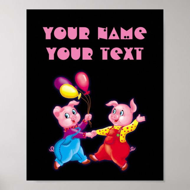 Poster piglet rosa alegre (Frente)