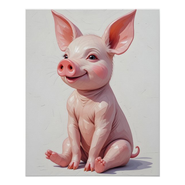 Póster Piglet Sentado Poligonal (Frente)