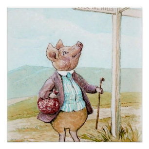 Póster Pigling Bland Indo ao Mercado por Beatrix Potter