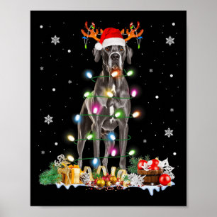 Poster Pijama com Luzes de Fada e Chapéu de Papai Noel pa