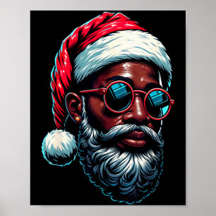 Poster Pijama de Natal Afro-Americano Xmas Santa Afro