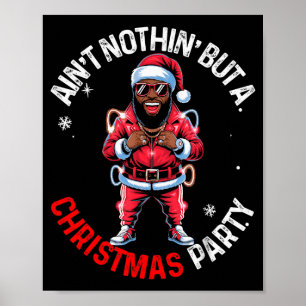 Poster Pijama de Natal do Papai Noel Afro-Americano Negro