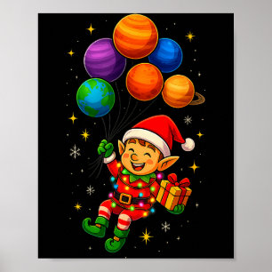 Poster Pijama de Natal Engraçado do Elfo Astronauta Com P