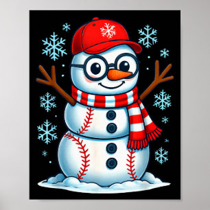 Poster Pijamas de Natal de Beisebol Boneco de Neve Natal 