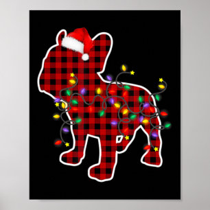 Poster Pijamas de Natal de Bulldog Francês Xadrez Família