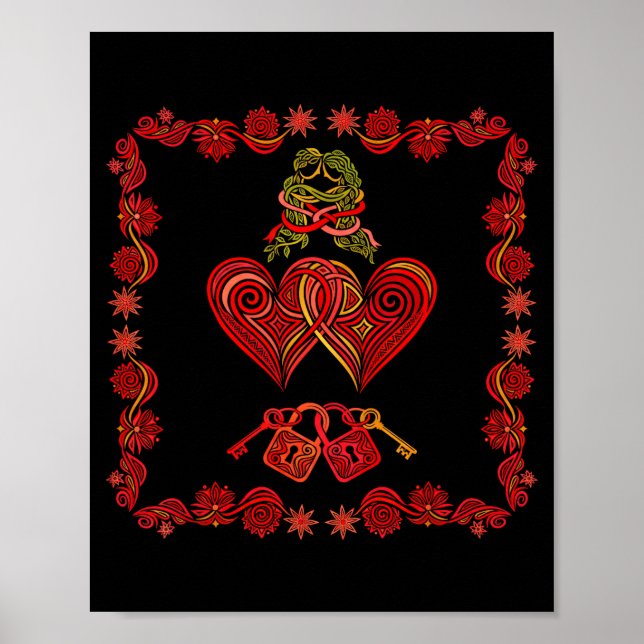 Poster Pijamas Masculinos de Coração de Casal do Dia dos  (Frente)
