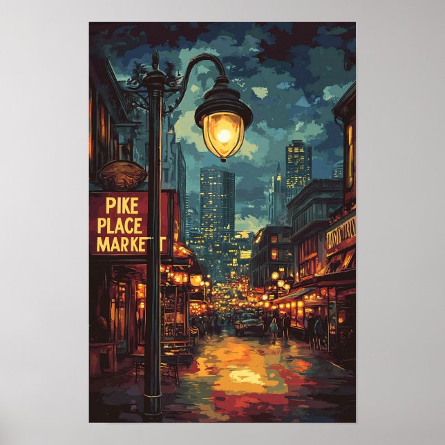 Poster Pike Place Market Seattle Washington Viagem (Frente)