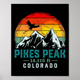 Poster Pikes Peak Mountain Colorado Retro Hiki Angustiado