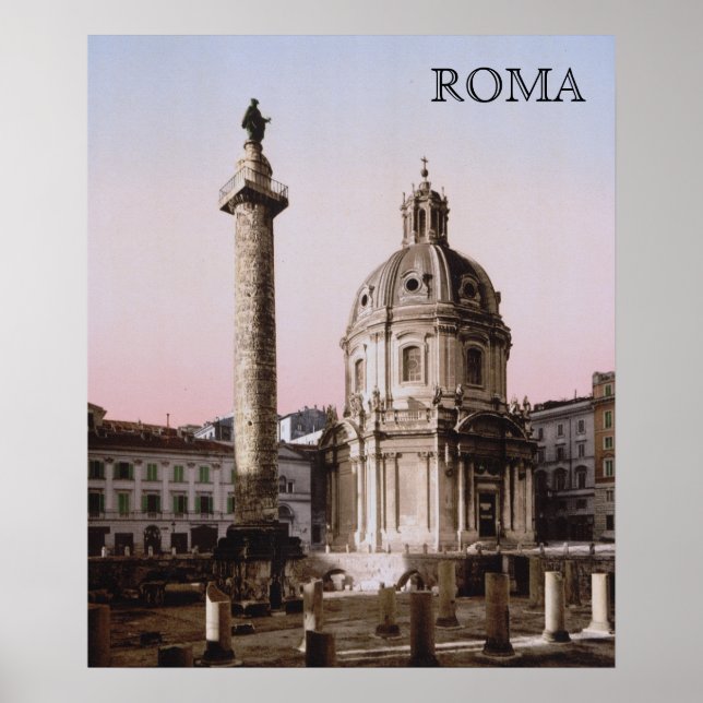 Poster Pilar de Trajan em Roma (c. 1900) (Frente)
