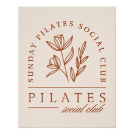 Póster Pilates club domingo boho floral lotus estético