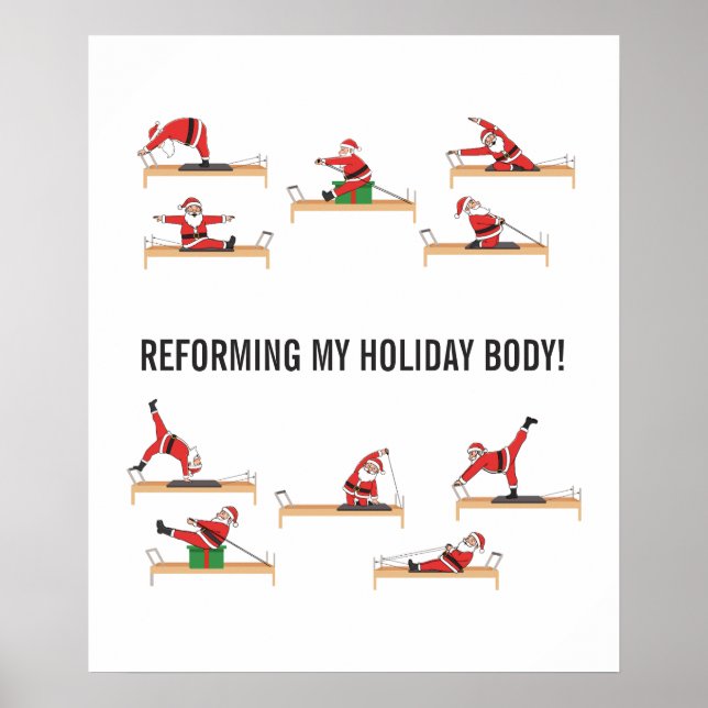 Poster Pilates Papai Noel Reformer Natal (Frente)