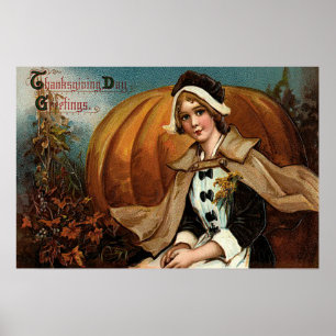 Póster Pilgrim Pumpkin Fall Folaves
