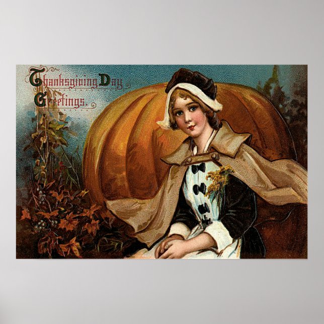Póster Pilgrim Pumpkin Fall Folaves (Frente)
