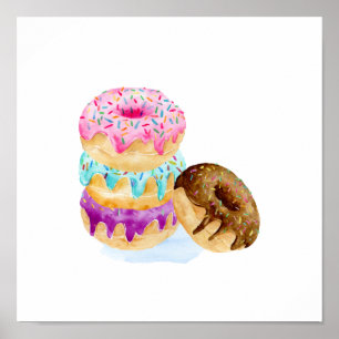 Póster Pilha da aguarela de dounts